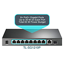 TP-Link_10-Port Gigabit Desktop Switch with 8-Port PoE+ | 1xSFP | 63W Power Budget (TL-SG1210P).